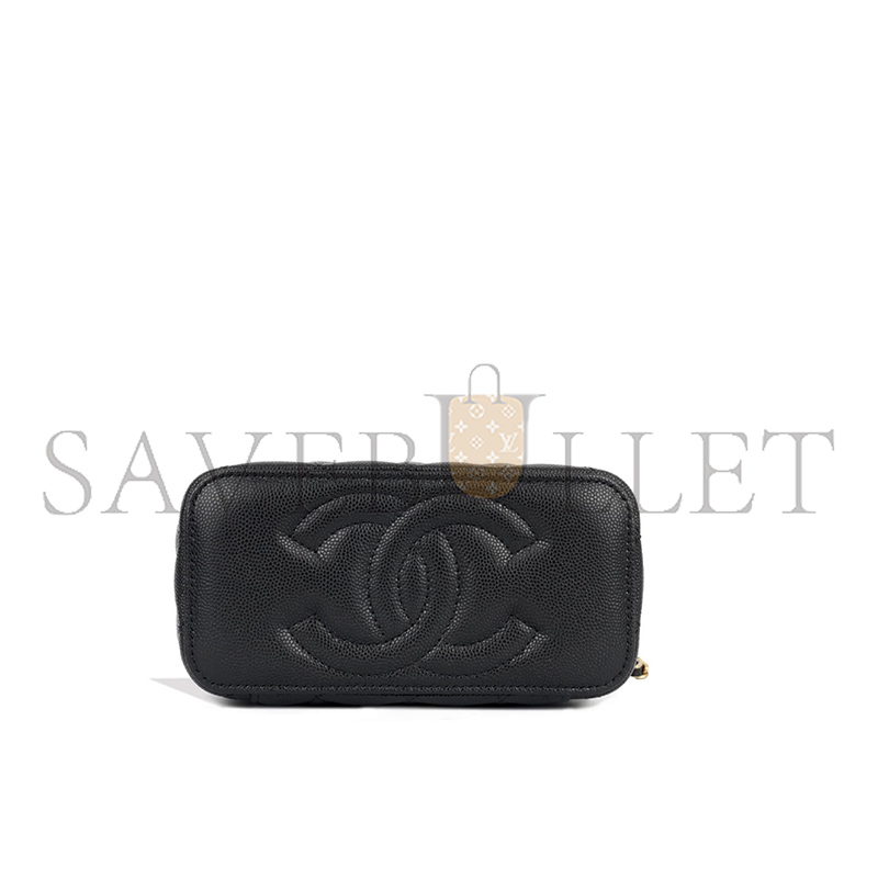 CHANEL CAVIAR QUILTED SMALL VANITY CASE WITH CHAIN BLACK (17*8*7.5cm)